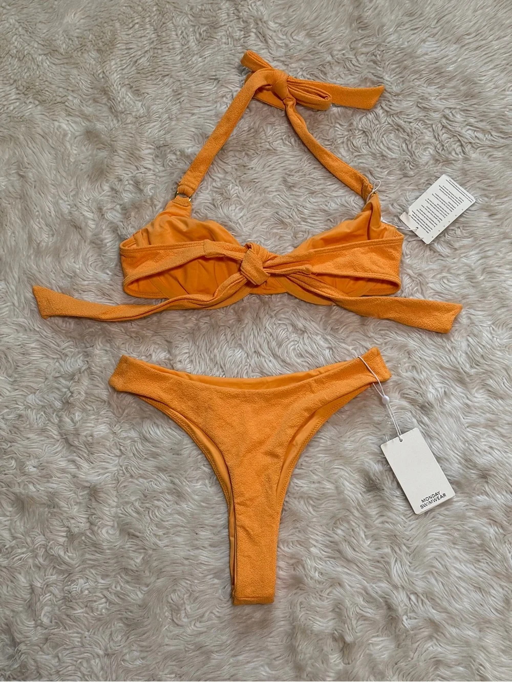 NWT Monday Swimwear Honolulu/Capri Bikini in Clementine Boucle - Size Medium